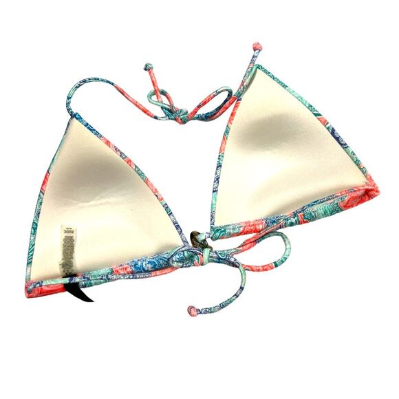 Victoria's Secret Bikini Top Padded Triangle Women's M Paisley Green Orange Blue - Picture 2 of 9